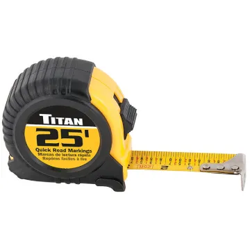 Titan 10906 Ergonomic Measuring Tape, 25 ft L x 1 in W Blade