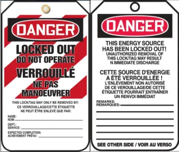 Accuform Bilingual French Lockout Tags