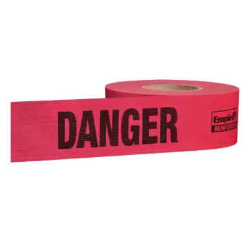 Empire® 76-0604 Reinforced Barricade Tape, Red, 500 ft L 3 in W, Danger/Peligro Legend, Plastic