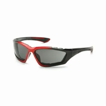 Pyramex® SBR8720DTP Sport Style Safety Eyewear, Anti-Fog, Gray Lens, Black/Red, Nylon/Foam Lined Frame, Polycarbonate Lens, ANSI Z87.1, CAN/CSA Z94.3-15