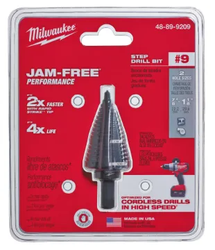 Milwaukee® 48-89-9209 Step Drill Bit, 7/8 in Dia Min Hole, 1-1/8 in Dia Max Hole, 2 Steps, HSS, 2 Hole Sizes, 3/8 in Shank