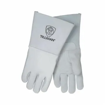 Tillman™ 750L Premium Grade Stick Welding Gloves, L, Grain Elk Skin Back/Kevlar® Stitching/Grain Cowhide Leather Cuff, Pearl, Cotton/Foam Lining, Gauntlet Cuff, 14 in L