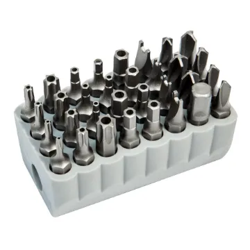 Klein® 32525 Magnetic Tamperproof Screwdriver Bit Set, Spanner/Torq-Set®/Tri-Wing® Point, 32 Pieces, 1 in OAL, Steel