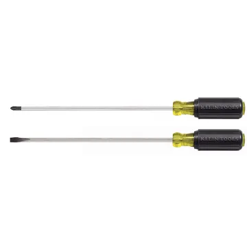 Klein® Cushion-Grip® 85072 Screwdriver Set, 2 Pieces, ASME Specified, Steel, Polished Chrome