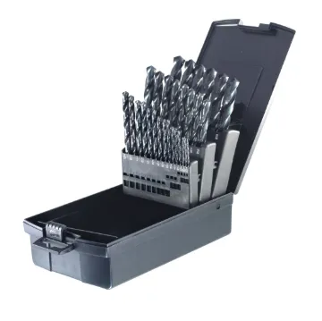 Drillco 200A29 Jobber Length Drill Set, 1/16 in Min Drill Bit, 1/2 in Max Drill Bit, 118 deg Drill Point Angle, 29 Pieces, HSS, Black Oxide