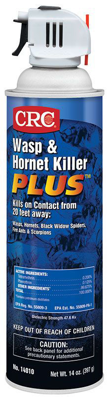 . CRC® 14010 Plus™ Fast Acting Wasp/Hornet Killer, 20 oz Aerosol Can ...