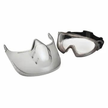Pyramex® GG504TSHIELD Capstone® Shield Protective Goggles With (2) Disposable Tear Off Visors and Faceshield, Anti-Fog/Anti-Scratch Clear Lens Polycarbonate Lens, Yes UV Protection, Elastic Strap, ANSI Z87.1, CAN/CSA Z94.3-07, CE EN166