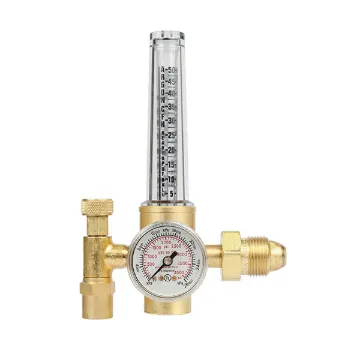 Victor® by ESAB® 0781-2724 HRF 1400 1-Stage Light Duty Flow Meter Regulator, Gas Service Argon/Carbon Dioxide, Cylinder Regulator Supply, CGA 580 Inlet x 5/8-18 F RH Outlet, 1-1/2 in Gauge