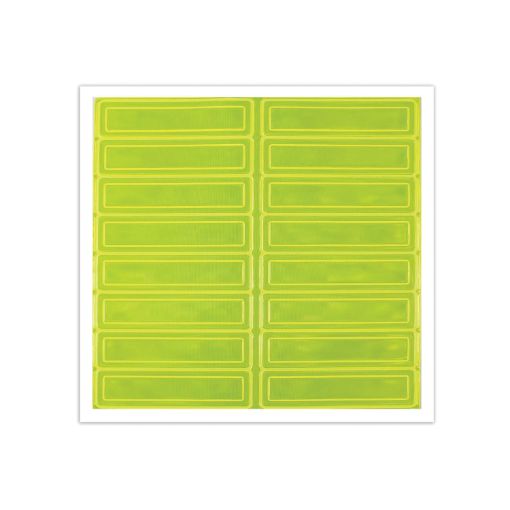 Picture of Accuform® LHR104GNYL Retro-Reflective Hard Hat Sticker, 4 in L x 1 in W, Fluorescent Lime Green Yellow, Adhesive Vinyl, 16 per Sheet Labels