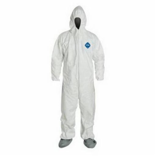 Picture of DuPont™ TY122SWH3X002500 Disposable Coverall With Respirator Fit Hood, Elastic Wrist and Attached Skid-Resistant Boots, 3XL, White, 5.9 mil Tyvek® 400, 49-1/4 to 52-3/4 in Chest, 31-1/2 in L Inseam