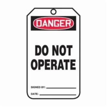 Accuform® MDT112PTP Safety Tag, 5-3/4 in H x 3-1/4 in W, Red/Black/White, 3/8 in Hole, Plastic