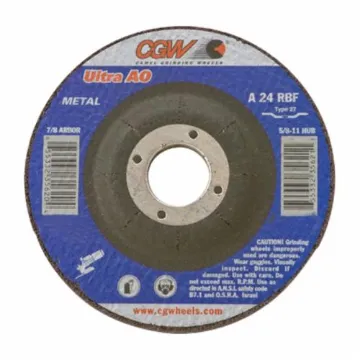 CGW® 59101 Fast Cut Depressed Center Wheel, 4-1/2 in Dia x 1/8 in THK, 24 Grit, Aluminum Oxide Abrasive