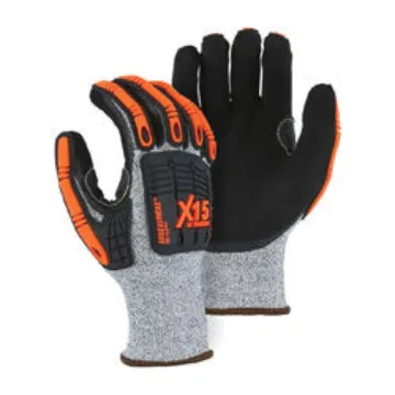 Majestic Glove X-15® 35-5575/L Cut Resistant Gloves, L, Sandy Nitrile Coating, HPPE/KorPlex®/Spandex®, Knit Wrist Cuff, Resists: Abrasion, Cut, Puncture and Tear, ANSI Cut-Resistance Level: 4