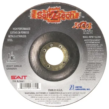 United Abrasives-SAIT Sait Z-Tech  23337 High Performance Depressed Center Wheel, 7 in Dia x 0.045 in THK, 7/8 in Center Hole, 36 Grit, Zirconia Abrasive
