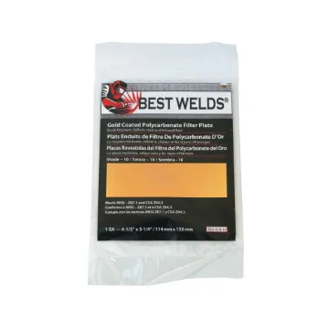 Best Welds® 93211010 Rectangular Filter Plate, Shade 10 Lens, Gold, Polycarbonate, 4-1/2 in W