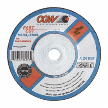 CGW® 35631 Flat Depressed Center Wheel, 6 in Dia x 1/8 in THK, 24 Grit, Aluminum Oxide Abrasive