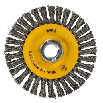 DeWALT® High Performance™ DW49204B Wire Wheel Brush, 4 in Dia Brush, 3/8 in W Face, 0.02 in Dia Stringer Bead Filament/Wire, 5/8-11 Arbor Hole