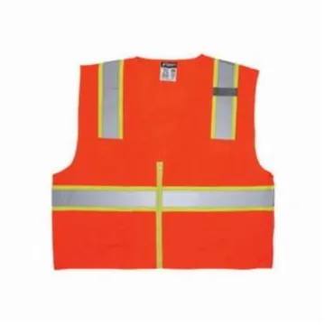 MCR Safety SURVOM Luminator  SURVO Safety Vest, M, Hi-Viz Fluorescent Orange, Polyester Solid, Zipper Closure, 6 Pockets, ANSI Class: Class 2, ANSI/ISEA 107-2015 Type R