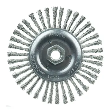 Roughneck® 08786 Narrow Face Root Pass Wheel Brush, 6 in Dia Brush, 3/16 in W Face, 0.02 in Dia Filament/Wire Stringer Bead Knot Filament/Wire, 5/8-11 Arbor Hole