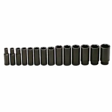 Wright Tool 407 Impact Socket Set, Imperial, 6 Points, 1/2 in Drive, 14 Pieces, Included Socket Size: 3/8 to 1-1/4 in