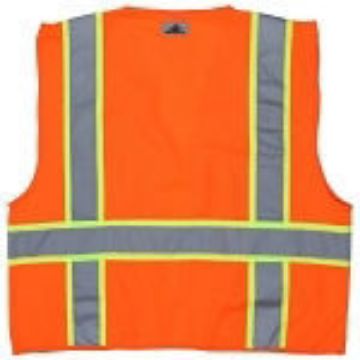 Picture of MCR Safety SURVOL Luminator™ SURVO Safety Vest, L, Hi-Viz Fluorescent Orange, Polyester Solid, Zipper Closure, 6 Pockets, ANSI Class: Class 2, ANSI/ISEA 107-2015 Type R