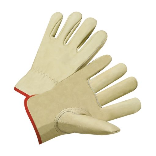Picture of PIP® 990IK/XXL 990IK Unisex General Purpose Gloves, Driver, 2XL, Cotton Hem/Grain Cowhide Leather, Greenish Beige, Slip-On Cuff, Uncoated Coating, Resists: Heat, Unlined Lining