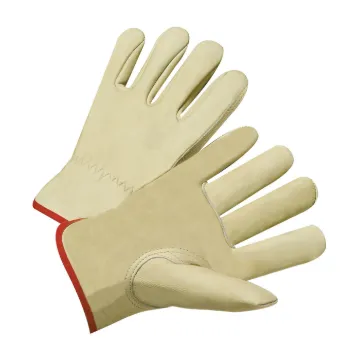 Picture of PIP® 990IK/XXXL 990IK Unisex General Purpose Gloves, Driver, Gunn Cut/Keystone Thumb/Welted Seam Style, 3XL, Cotton Hem/Grain Cowhide Leather, Greenish Beige, Slip-On Cuff, Uncoated Coating, Resists: Heat, Unlined Lining
