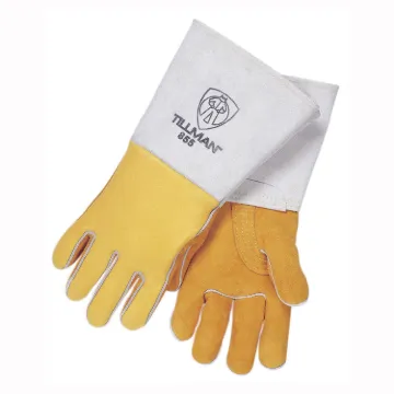 Picture of Tillman™ 855L 855 Stick Welding Gloves, Top Grain Deerskin Leather, Brown, Foam Lining, Open Cuff, 14 in L