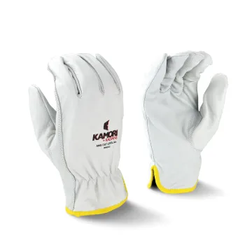 Radians® RWG52L KAMORI™ General Purpose Gloves, Driver, Keystone Thumb Style, L, Goatskin Leather Palm, Goatskin Leather, White, Slip-On Cuff, Resists: Abrasion, Cut, Tear and Puncture, Aramid®/Poly/Glass Fiber Lining