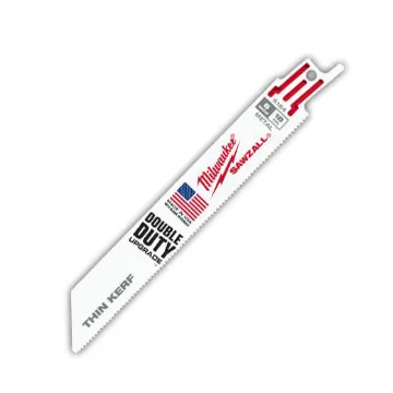 Milwaukee® SAWZALL® 48-00-5184 Double Duty Straight Back Thin Kerf Reciprocating Saw Blade, 6 in L x 3/4 in W, 18 TPI, Bi-Metal Body, Universal/Toothed Edge Tang