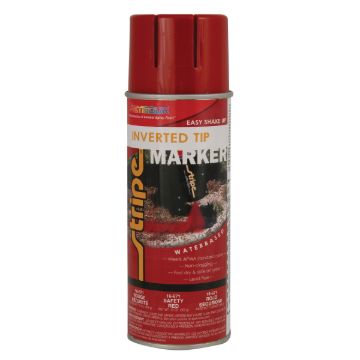Seymour® 16-671 Stripe® Inverted Tip Lead Free Water Base Spray Paint, 16 oz Container, Aerosal Spray Form, Safety Red, 500 linear ft Coverage