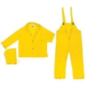 MCR Safety O703X5 Squall O703 3-Piece Rainwear suit, 5XL, Yellow, Single Layer PVC, 58 in Waist, 33-1/2 in L Inseam, Detachable Hood
