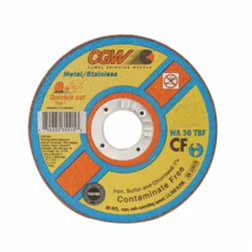 CGW® Quickie Cut™ 36302 Quickie Cut™ Contaminant-Free Straight Cut-Off Wheel, 6 in Dia x 0.045 in THK, 7/8 in Center Hole, 36 Grit, White Aluminum Oxide Abrasive