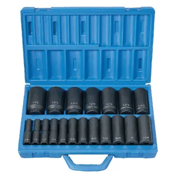 GP® 1319D Deep Length Socket Set, Imperial, 6 Points, 1/2 in, 19 Pieces, Molded Storage Case Container