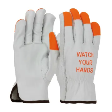 PIP® 68-162HV/XL 68-162HV Economy Grade Driver's Gloves, Driver, Cut and Sewn Style, XL, Nylon/Top Grain Cowhide Leather, Blue/Hi-Viz Orange/Natural, Slip-On Cuff, Resists: Abrasion