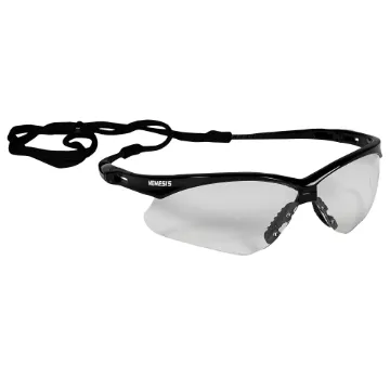 KleenGuard™ 25676 V30 Nemesis® Lightweight Safety Glasses With Neck Cord, Anti-Scratch, Clear Lens, Wrap Around Frame, Black, Nylon Frame, Polycarbonate Lens, ANSI Z87.1-2010, CSA Certified