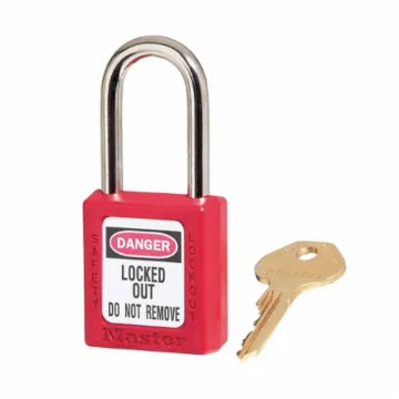 Master Lock® 410RED Zenex™ 410 Lockout Padlock, Different Key, Red, Thermoplastic Body, 1/4 in Dia x 1-1/2 in H x 25/32 in W Steel Shackle, 1-3/4 in L Body