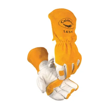 Caiman® 1434-5 1434 Premium Grade Welding Gloves, Kevlar® Stitching/Split Cowhide Leather, Gold/Tan, Cotton Fleece Lining, Slip-On Cuff