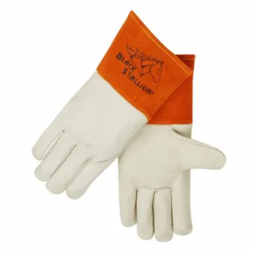 Black Stallion  25XL 25 Series Premium Grade MIG Welding Gloves, XL, Top Grain Cowhide Leather/Kevlar  Stitching, Pearl, Unlined Lining, Extended Cuff
