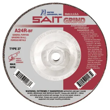 SAIT® 20163 General Purpose Depressed Center Wheel, 4-1/2 in Dia x 1/4 in THK, 24 Grit, Aluminum Oxide Abrasive