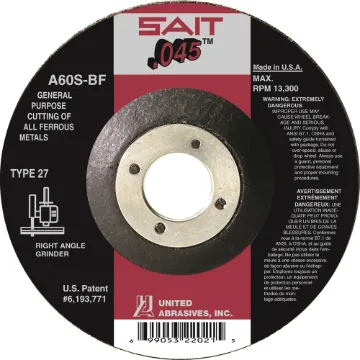 SAIT® 22021 General Purpose Depressed Center Wheel, 4-1/2 in Dia x 0.045 in THK, 7/8 in Center Hole, 60 Grit, Aluminum Oxide Abrasive