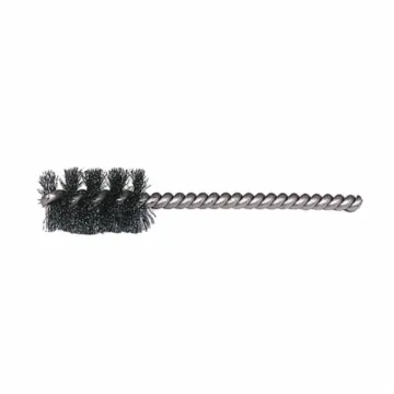 Weiler® 21079 Round Wire Power Tube Brush, 1-1/8 in Dia x 1 in L, 3-1/2 in OAL, 0.008 in Dia Filament/Wire, Steel Fill