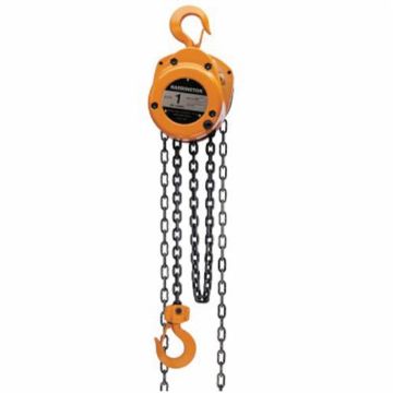 Picture of HARRINGTON CF010-10 CF Series Manual Chain Hoist, 1 ton Load, 10 ft H Lifting, 14-5/8 in Min Between Hooks, 1-1/8 in Hook Opening, 72 lb Rated