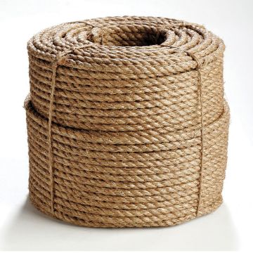 Picture of Erin Rope TWM240600 3-Strand Twisted Manila Rope, 3/4 in Dia x 600 ft L, Natural Abaca Fiber