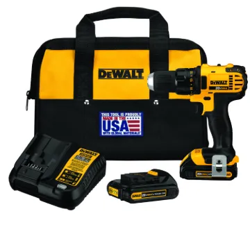 DeWALT® DCD780C2 Compact Lightweight Cordless Drill/Driver Kit, 1/2 in Chuck, 20 V DC, 0 to 600/0 to 2000 rpm No-Load, 7-1/2 in OAL, Li-Ion Battery