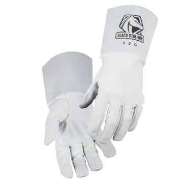 Black Stallion® R25G/XL 25G Grain Goatskin TIG Glove, XL, Goatskin, Pearl White