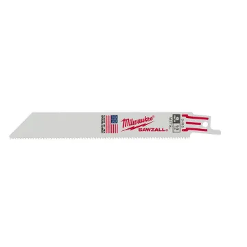 Milwaukee® SAWZALL® 48-00-5182 Double Duty Straight Back Thin Kerf Reciprocating Saw Blade, 6 in L x 3/4 in W, 14 TPI, Bi-Metal Body, Universal/Toothed Edge Tang