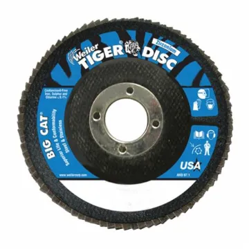 Big Cat® 50804 Close High Density Premium Coated Abrasive Flap Disc, 4-1/2 in Dia Disc, 7/8 in Center Hole, 60 Grit, Medium Grade, Zirconia Alumina Abrasive, Type 27 Flat Disc