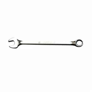 WRIGHTGrip™ 1122 Flat Stem Combination Wrench, 11/16 in, 12 Points, 15 deg Offset, 9-1/8 in OAL, Satin, ASME B107.100