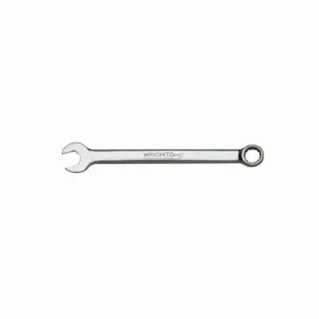 WRIGHTGrip™ 1124 Flat Stem Combination Wrench, 3/4 in, 12 Points, 15 deg Offset, 10-3/64 in OAL, Satin, ASME B107.100
